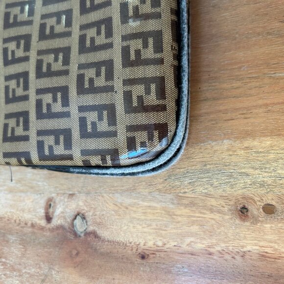 Fendi Zucchino Vinyl Double Flap Accordion Baguette Brown - Picture 9 of 15